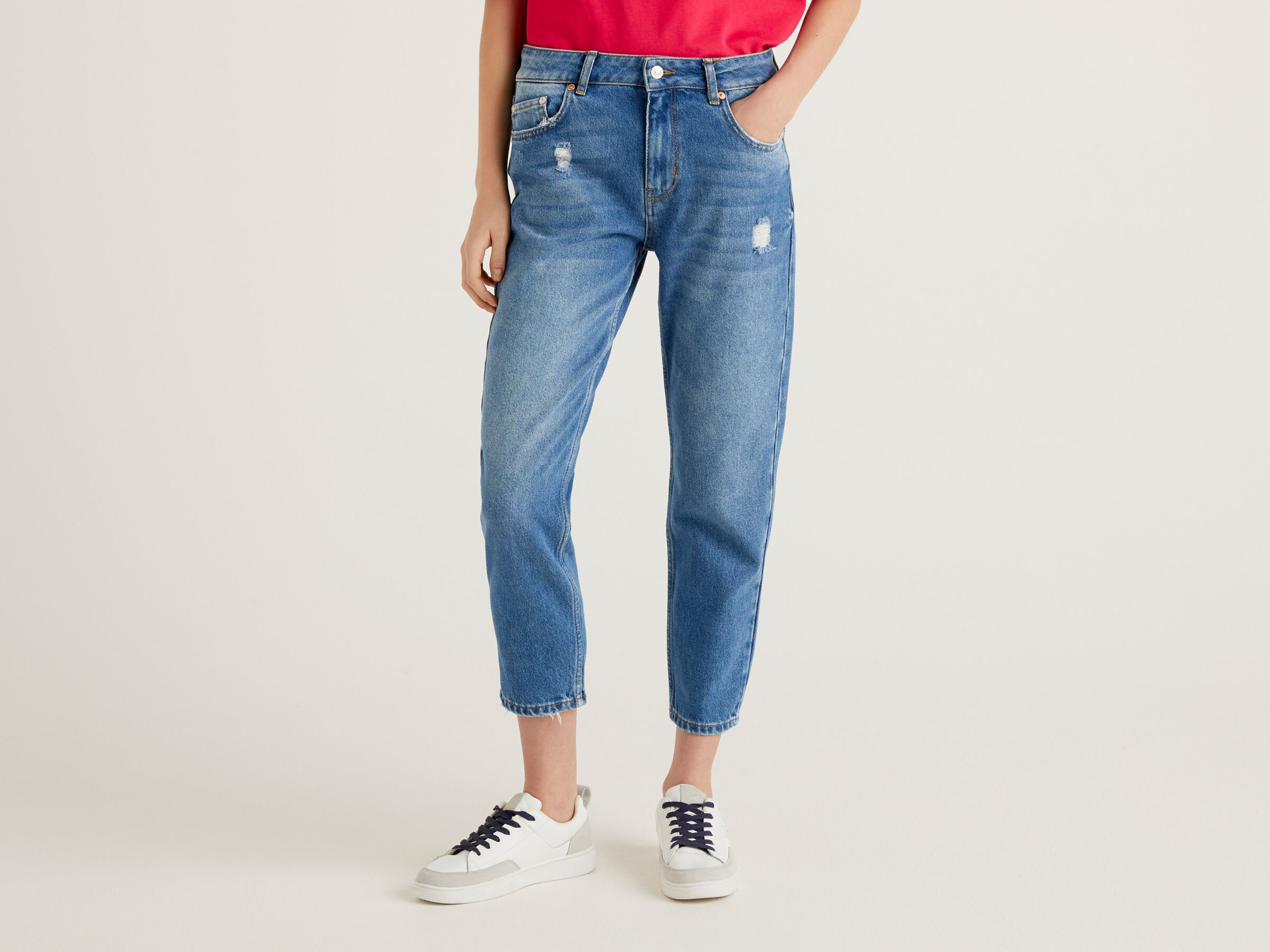 Jeanse High-Waist Boyfriend Tear Leg Slim Denim Jeans Jeans Jeanse High-Waist Boyfriend Tear Leg Slim Denim Jeans Jeans